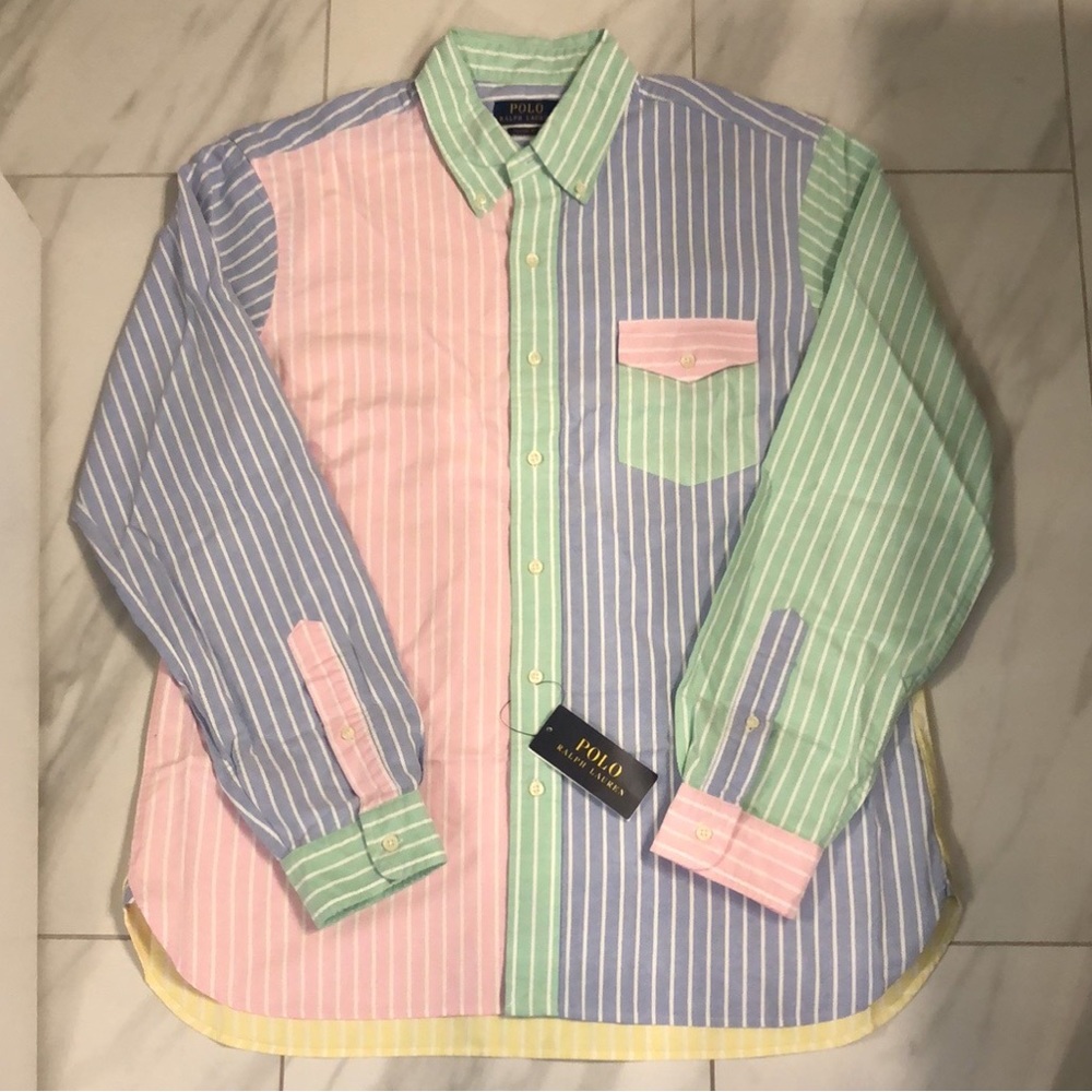 Men’s Polo Ralph Lauren Colorblock Striped Classic Fit Button Down Shirt